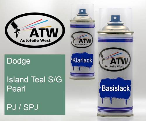 Dodge, Island Teal S/G Pearl, PJ / SPJ: 400ml Sprühdose + 400ml Klarlack - Set, von ATW Autoteile West.
